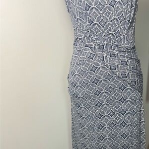 Kut from the Kloth Blue and White Midi Dress Size 6 Wrap Details, Soft